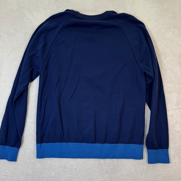 MR. TURK Mens Large Navy Blue Merino Wool Cotton Crew Neck Sweater Preppy EUC - Picture 5 of 6